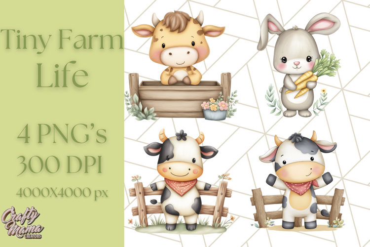 Tiny Farm Life Animals and Farm Clipart PNG, Barnyard PNG