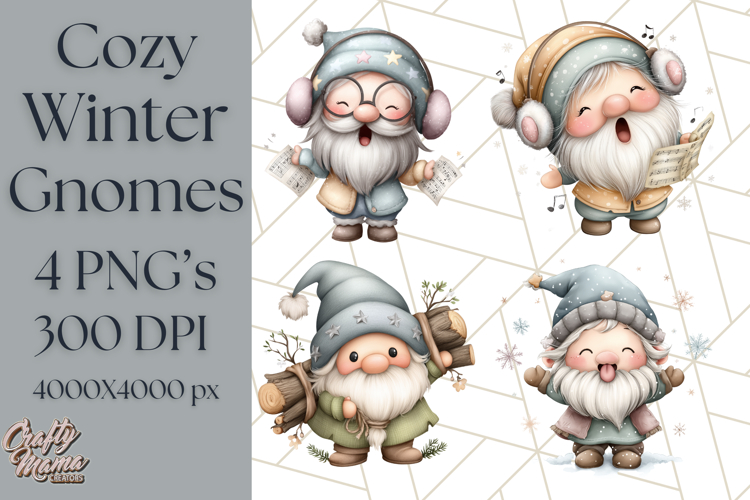 Watercolor Winter Gnome Clipart, Cute Gnome Christmas PNG