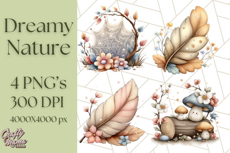 Dreamy Nature Clipart PNG, Whimsical Forest Elements