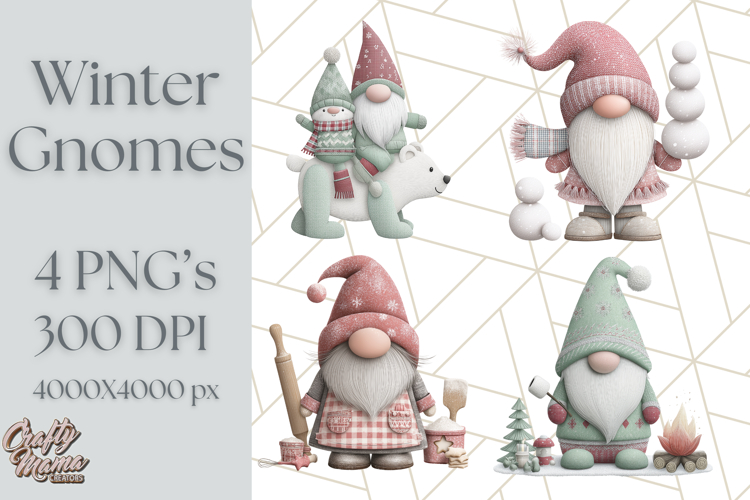 Cozy Winter Gnome Clipart PNG, Christmas Gnome Clip Art