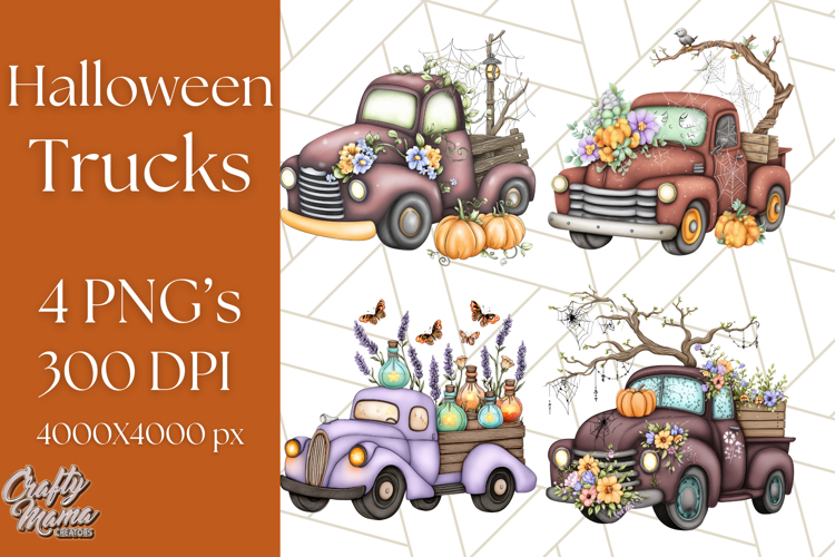 Halloween Cottagecore Truck PNG Clipart, Fall Style Clip Art