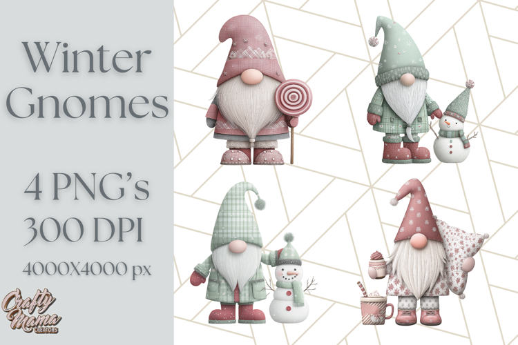 Cozy Winter Gnome Clipart PNG, Christmas Gnome Clip Art