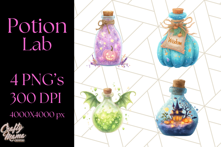 Hocus Pocus Potion Lab Clipart PNG Halloween Clip Art