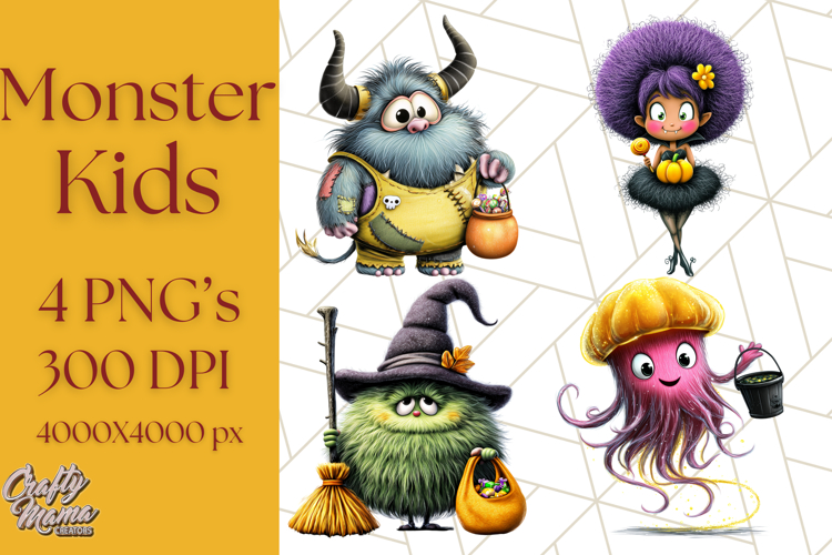 Monster Kids Clipart PNG, Cute Halloween Costume Art