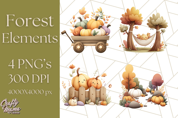 Woodland Forest Scene PNG Clipart, Fall Nature Elements example image 1