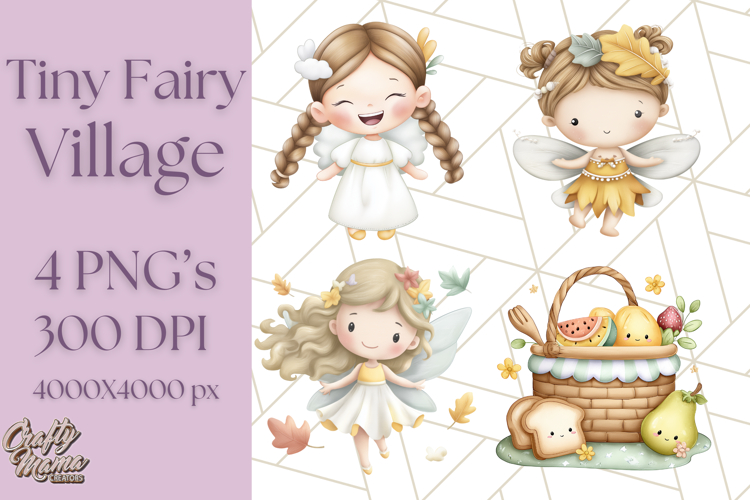 Whimsical Fairy Village Clipart PNG for Kids, Fairytales Png
