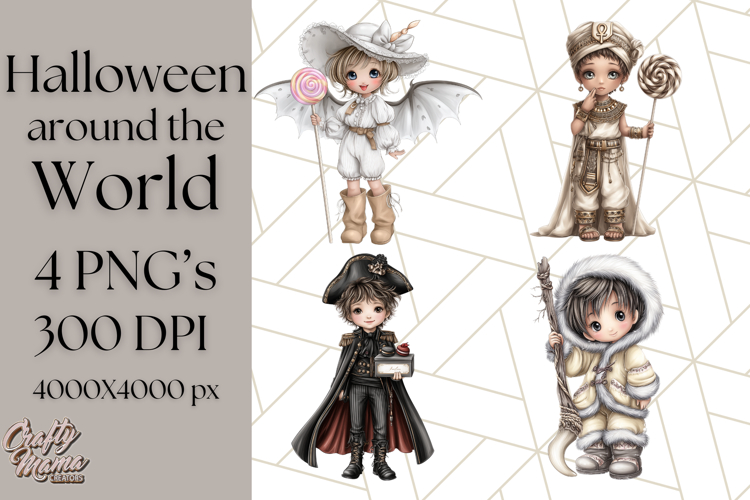 Halloween Around the World Clipart PNG, Fun Halloween Kids