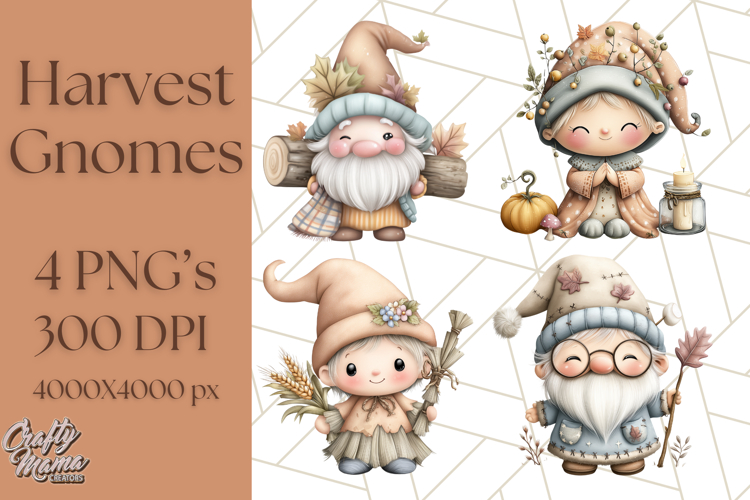 Fall Gnome Clipart PNG Cute Thanksgiving Gnomes