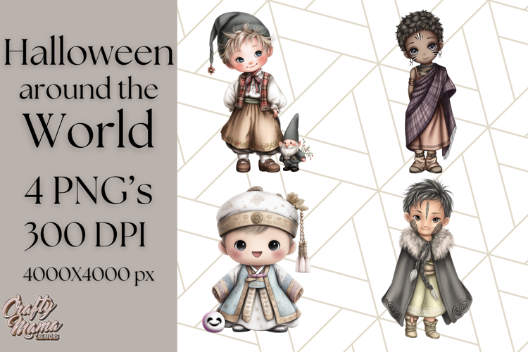 Halloween Around the World Clipart PNG, Fun Halloween Kids