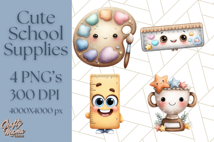 Simple School Supplies Clipart, Cute Classroom PNG