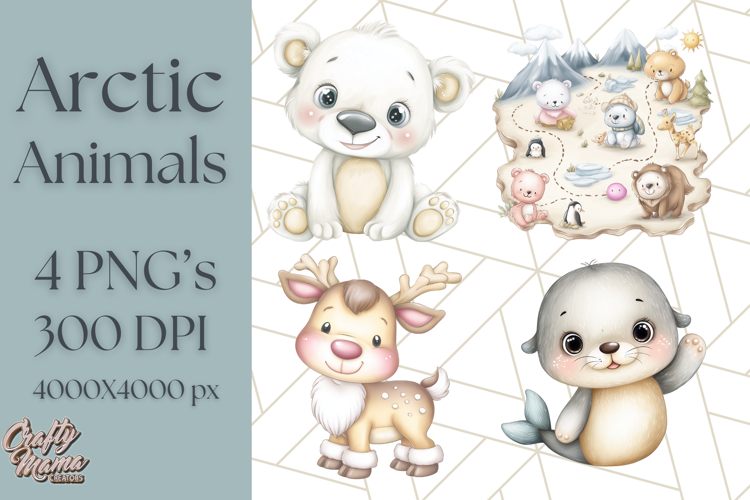 Cute Arctic Animal Clipart PNG, Cute Winter Animals Png