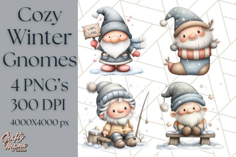 Watercolor Winter Gnome Clipart, Cute Gnome Christmas PNG