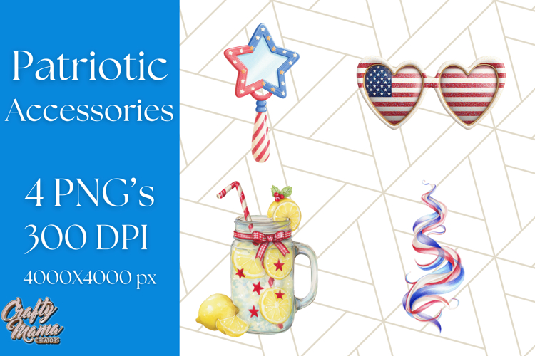 Patriotic Accessories Clipart PNG for 4th of July