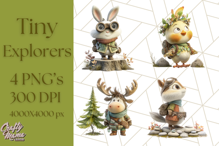 Tiny Explorers Clipart PNG, Animal Adventure PNG