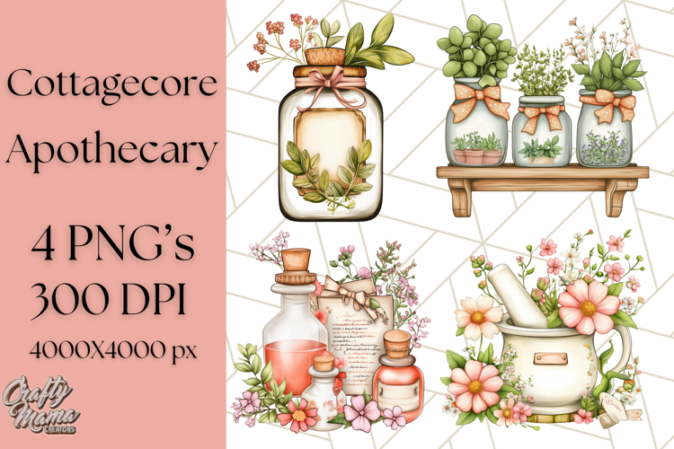 Cottagecore Apothecary PNG Clipart, Rustic Potions   Herbs