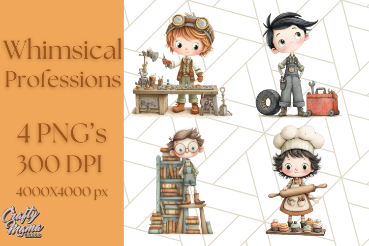 Cute Career Clipart Watercolor Professions Clip Art for Kids