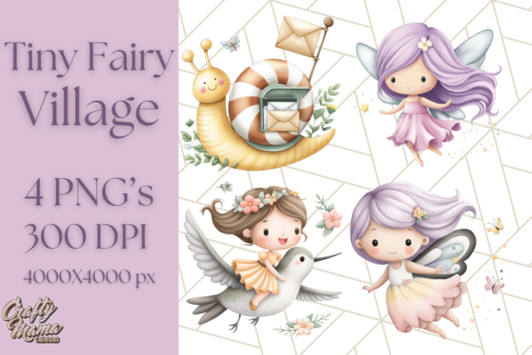 Whimsical Fairy Village Clipart PNG for Kids, Fairytales Png