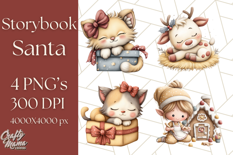 Storybook Santa & Friends PNG Clipart, Christmas Png Clipart