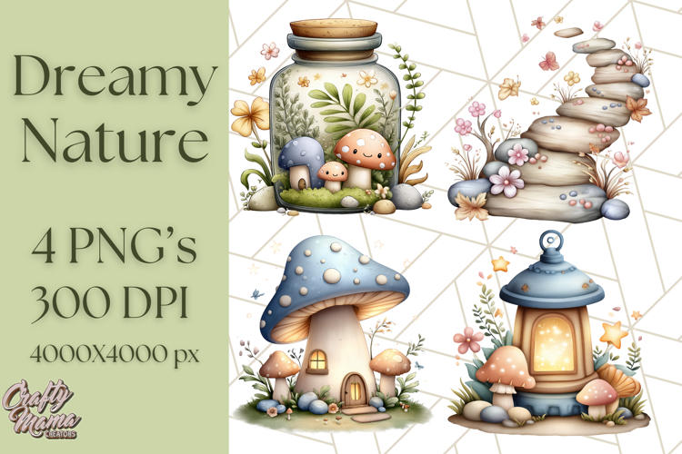 Dreamy Nature Clipart PNG, Whimsical Forest Elements