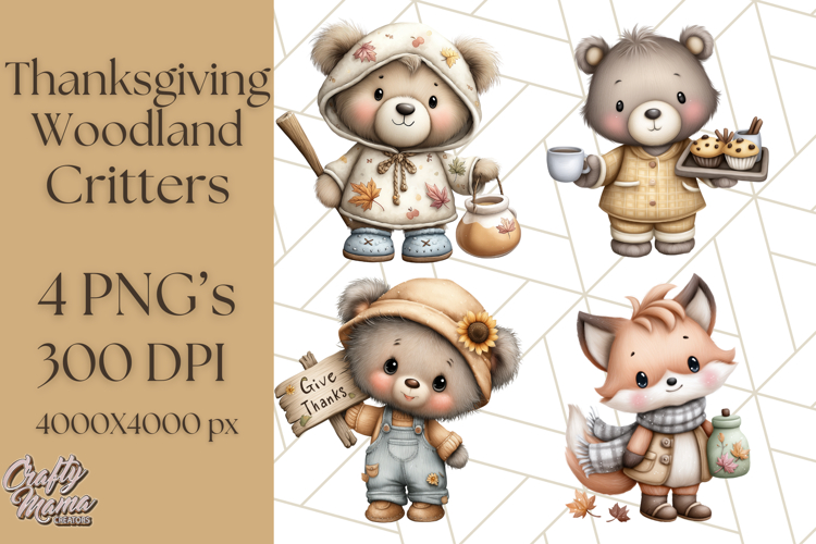 Thanksgiving Woodland Animals Clipart PNG