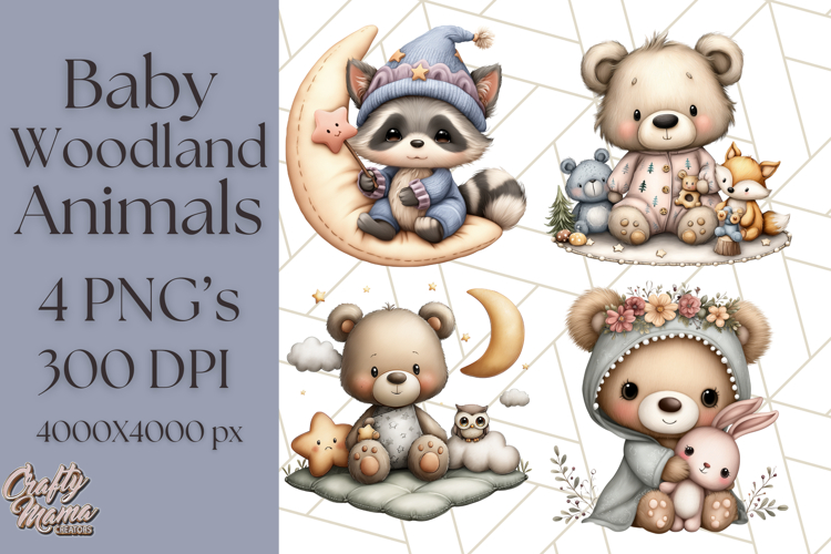 Woodland Nursery Baby Animals Clipart, Cute Animals Png