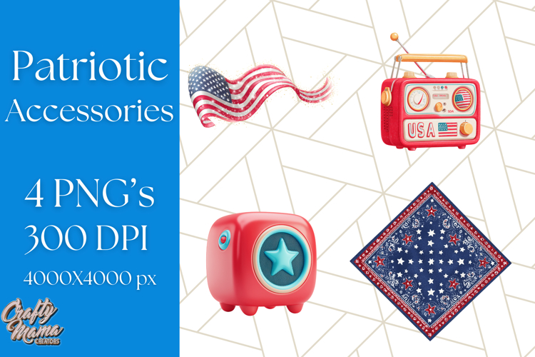Patriotic Accessories Clipart PNG for 4th of July