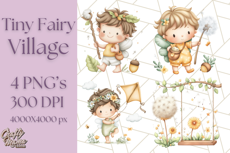 Whimsical Fairy Village Clipart PNG for Kids, Fairytales Png