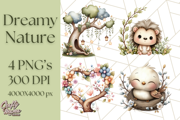 Dreamy Nature Clipart PNG, Whimsical Forest Elements