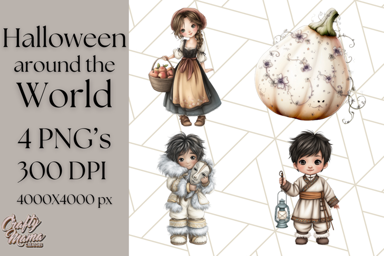 Halloween Around the World Clipart PNG, Fun Halloween Kids