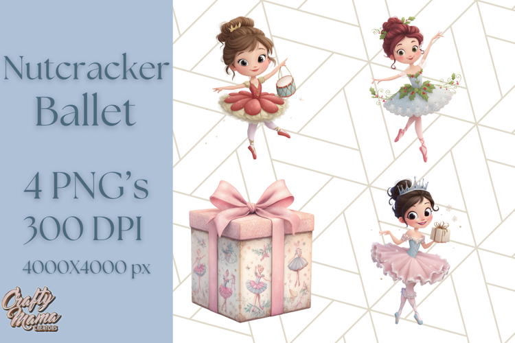 Nutcracker Ballet Clipart, Holiday Ballerina PNG Art