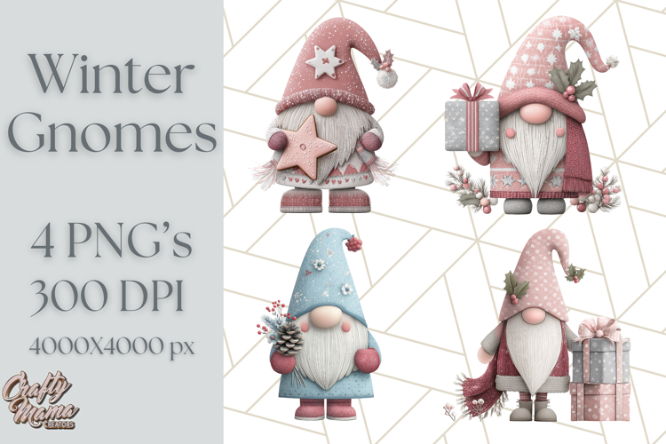 Cozy Winter Gnome Clipart PNG, Christmas Gnome Clip Art