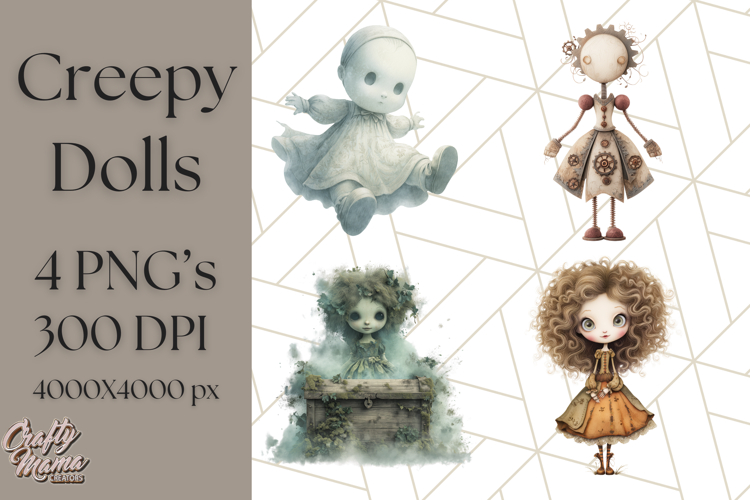 Creepy Dolls Clipart PNG Haunted Toy Characters