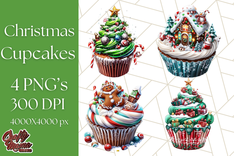 Christmas Cupcake PNG Clipart, Cute Food PNG, Holiday Treat example image 1