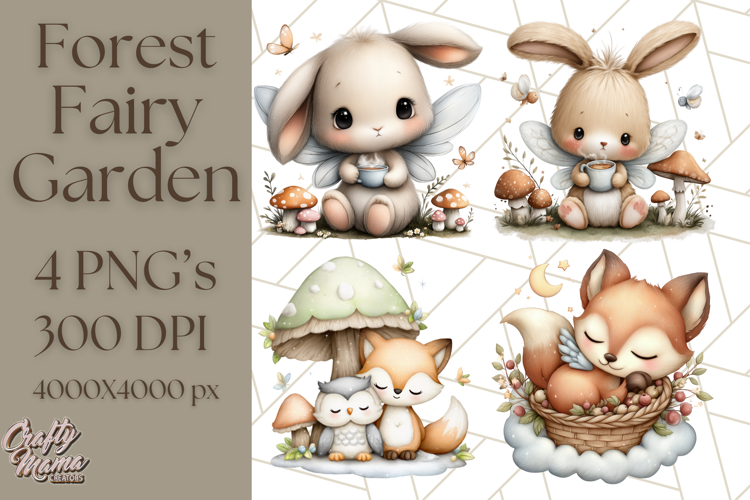 Forest Fairy Garden Creatures PNG, Whimsical Woodland Art