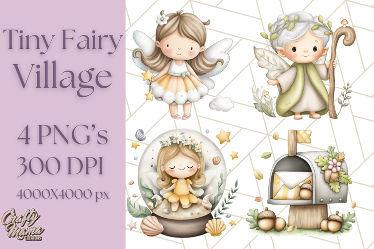 Whimsical Fairy Village Clipart PNG for Kids, Fairytales Png