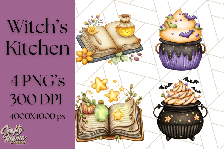 Cute Witch Halloween Baking Clipart PNG, Holiday Treats Png