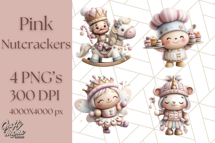 Playful Pink Nutcracker PNG, Pastel Christmas Clipart