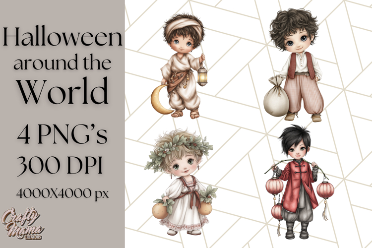 Halloween Around the World Clipart PNG, Fun Halloween Kids