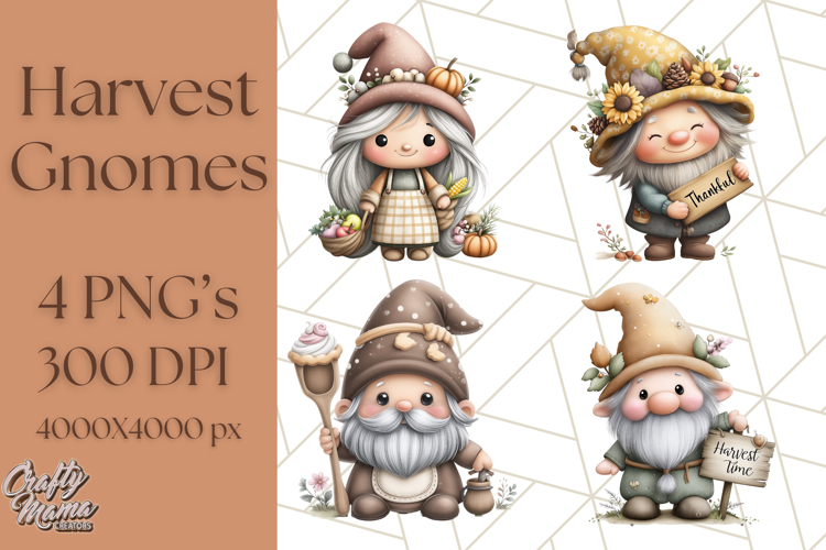 Fall Gnome Clipart PNG Cute Thanksgiving Gnomes
