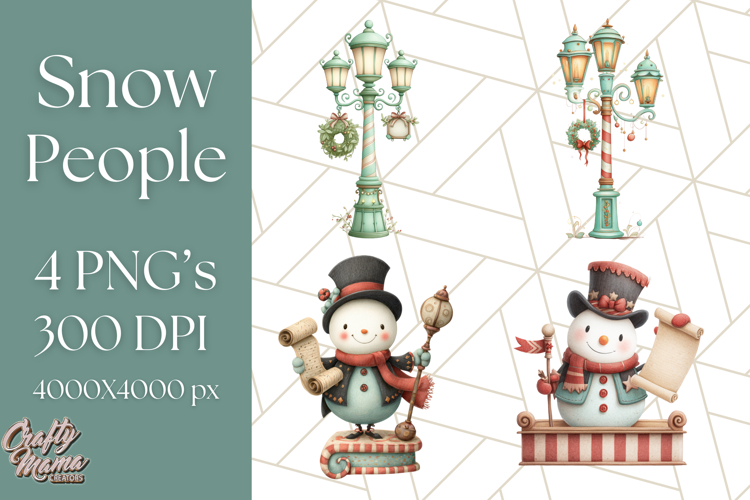 Snowman Family Clipart PNG Winter Holiday Art