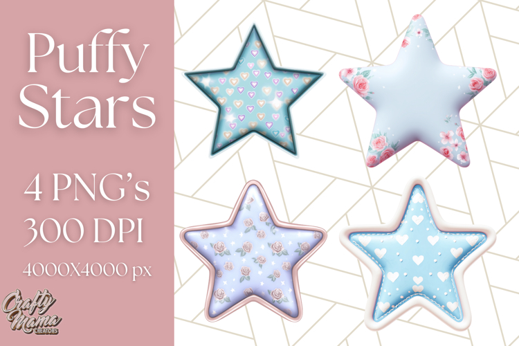 Cute Puffy Star Clipart PNG, 3D Glossy Pastel Stars Clip Art