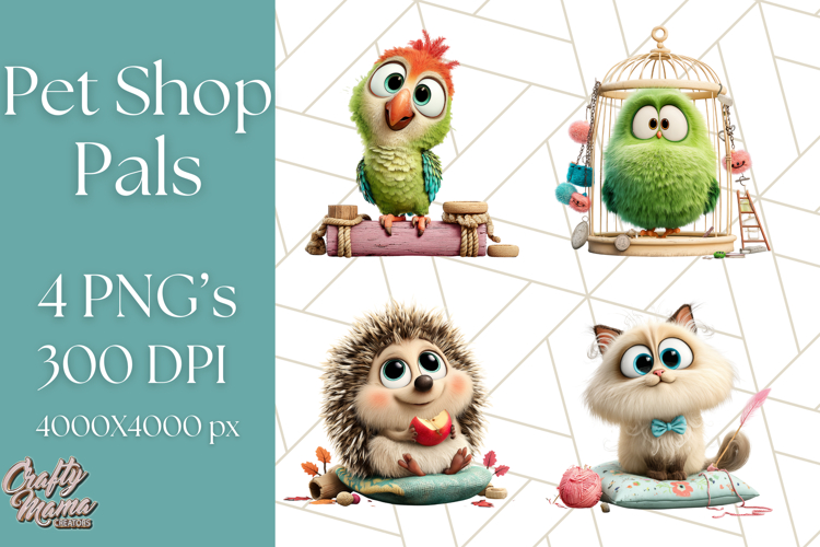 Pet Shop Clipart, Cute Big Eyed Animals, Kawaii Pets PNG