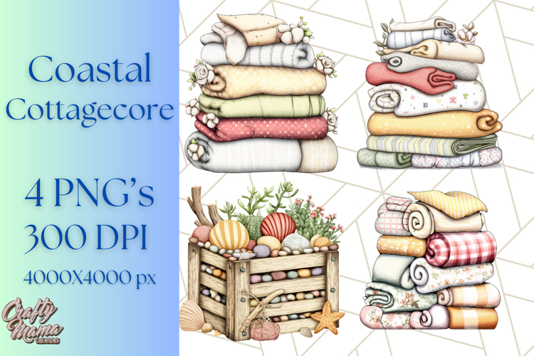 Coastal Cottagecore Summer Clipart PNG, Beachy Calm Vibes