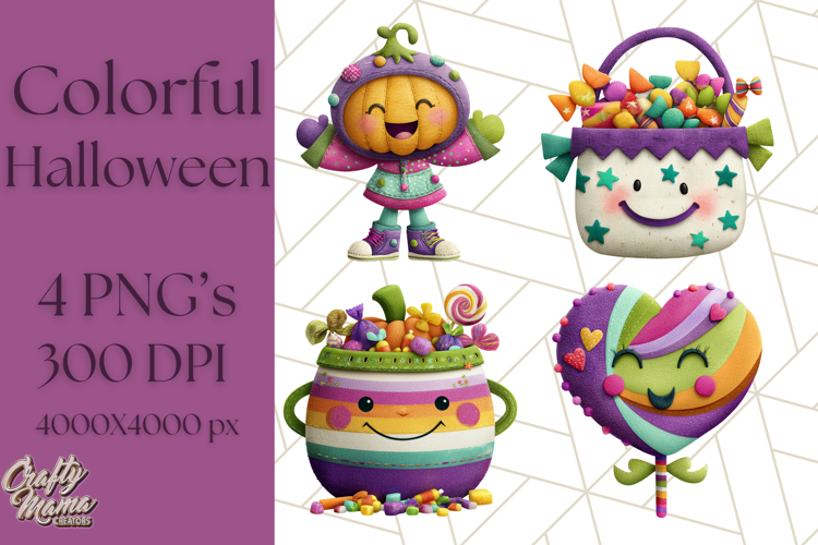 Colorful Halloween Clipart PNG, Cute Kids & Candy Clip Art