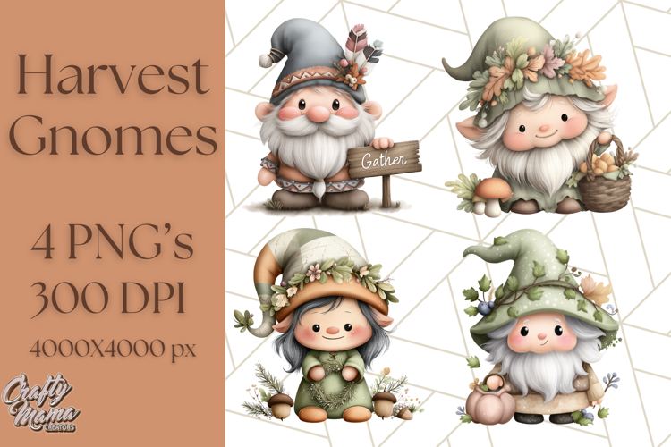 Fall Gnome Clipart PNG Cute Thanksgiving Gnomes