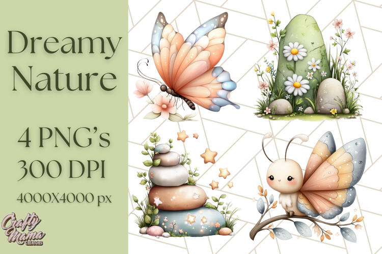 Dreamy Nature Clipart PNG, Whimsical Forest Elements