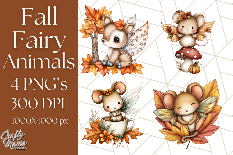 Fall Fairy Animal Clipart PNG, Woodland Creatures With Wings