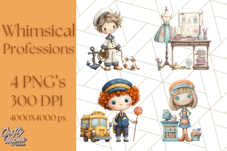 Cute Career Clipart Watercolor Professions Clip Art for Kids