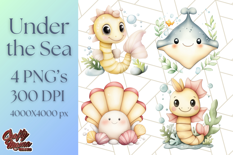 Under the Sea Nursery Clipart, Ocean Animals PNG example image 1