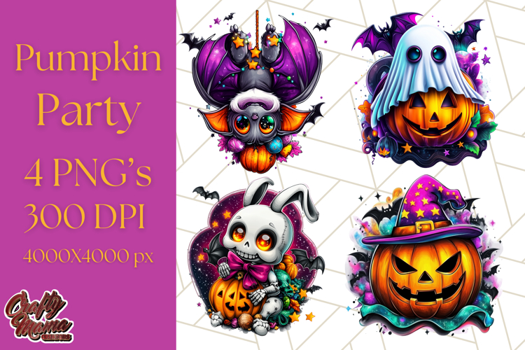 Pumpkin Party Halloween Clipart PNG, Cute Spooky Elements